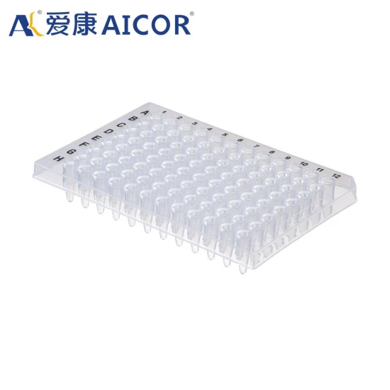 Laboratório estéril plástico médico cônico 0.2ml 96 furos tubo de centrífuga microplaca pcr tubo placa sem saia