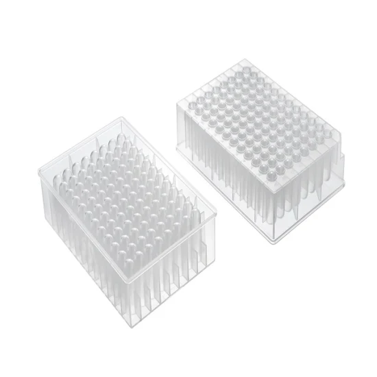 0,1ml 0,2ml 1,2ml 2,2ml 96 poços de plástico descartável branco transparente redondo quadrado placa PCR rasa profunda
